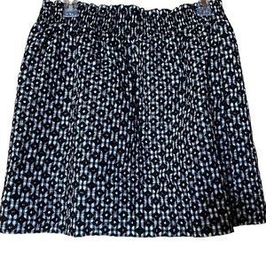 J. Crew Pull On Mini Skirt Smocked Lined Black‎ White Gingham Embroidered Size 8